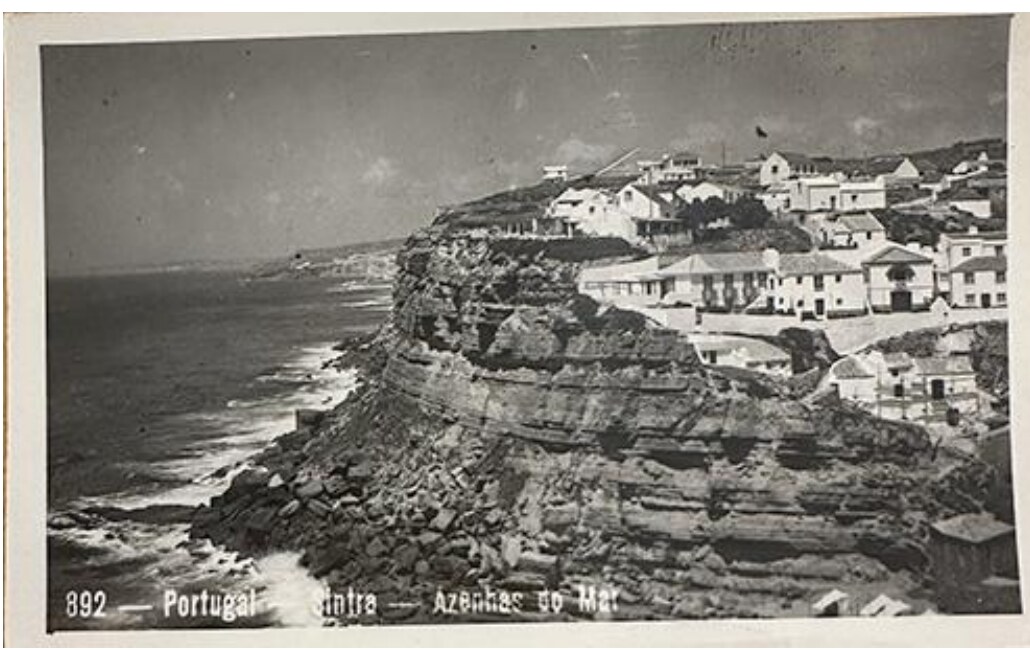 A vintage postcard of Azenhas do Mar, Portugal — one of the traces left for the players to find